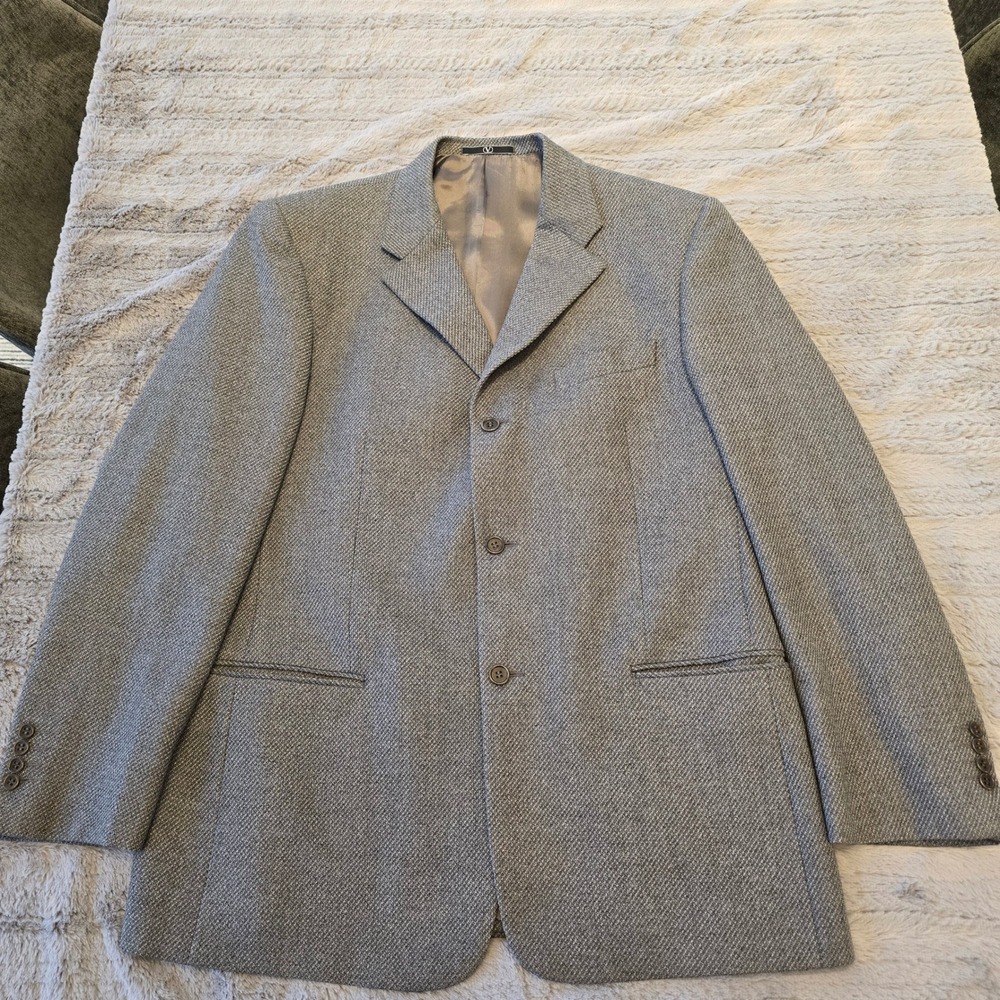 Valentino Uomo‎ Grey Virgin Wool Blazer Sport Coat Mens 54R Vintage Italy